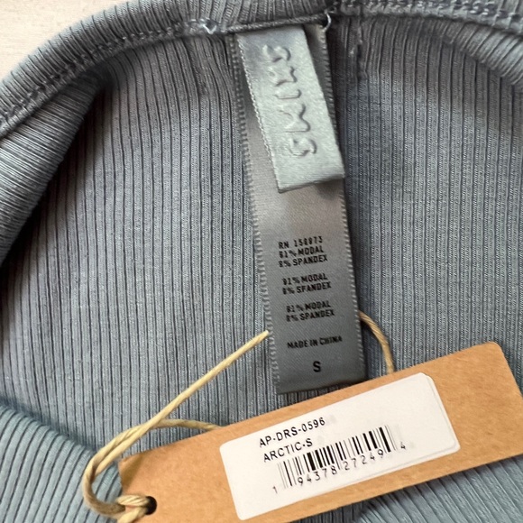 SKIMS Soft Lounge Ribbed Long Slip Blue Bodycon Maxi Dress - Picture 3 of 3